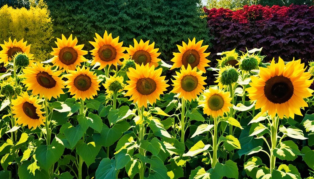 Different varieties of sunflowers