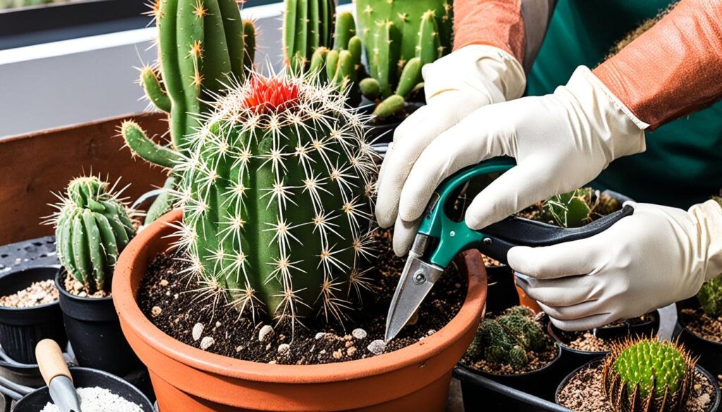 Handling and Repotting Cacti Safely