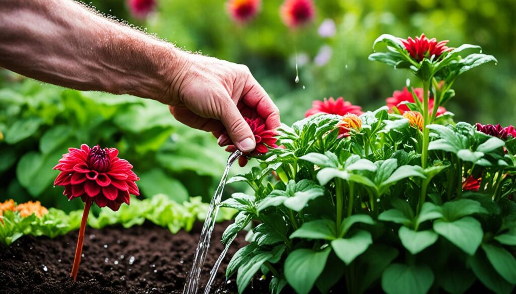 Watering Dahlias Watering Dahlias