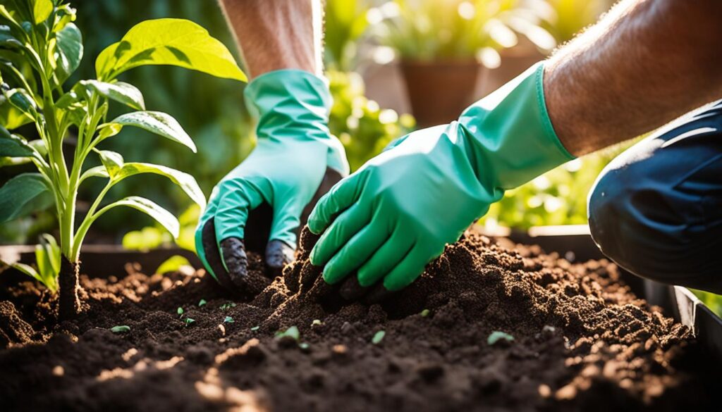 applying garden soil applying garden soil