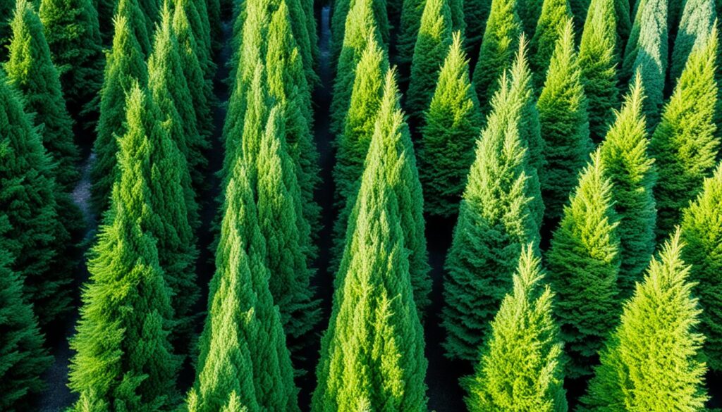 thuja green giant spacing